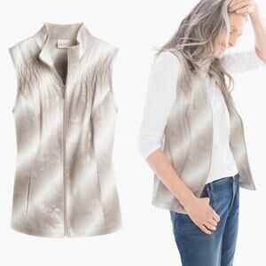 Chico’s Zenergy | Neema Statement Sz 1 Tan & Silver Lightweight Zipper Vest